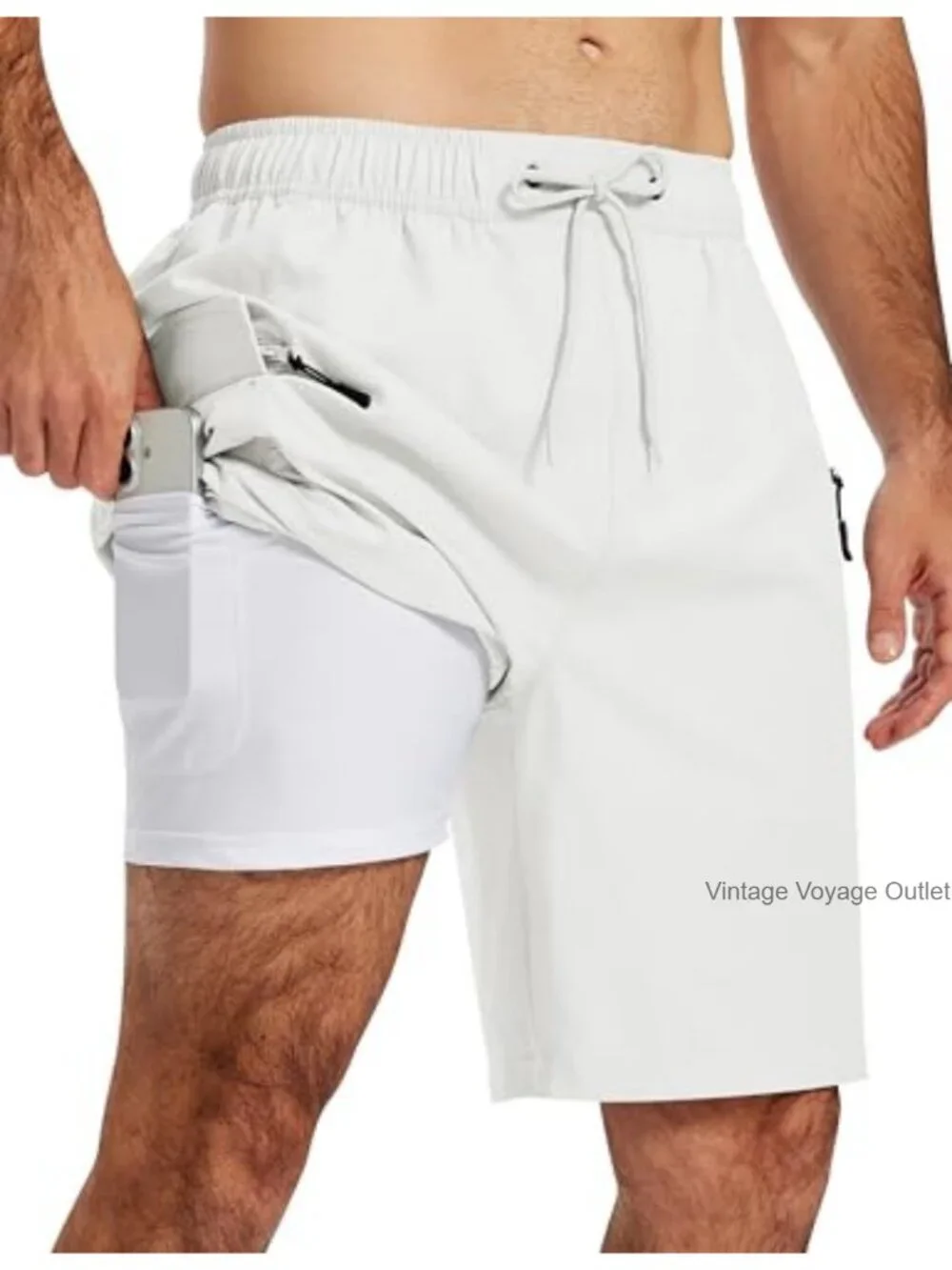 Men's 9 Inch Swim Trunks with Compression Liner Quick Dry 4 Pockets
